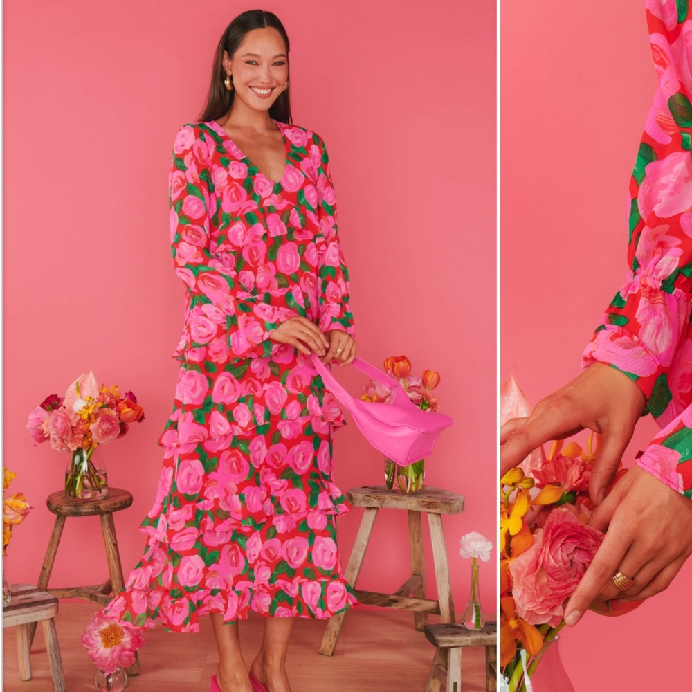 Show me your mumu Fleetwood maxi dress pink floral new with tags